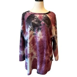 SOFT LONG SLEEVE TUNIC IN PURPLE BLACK AND WHITE